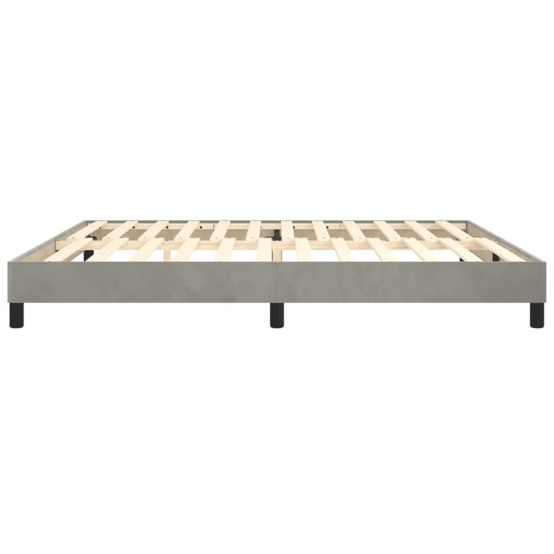 Sommier à lattes sur pieds cadre de lit 200x200 cm tissu velours gris clair TDL0207172
