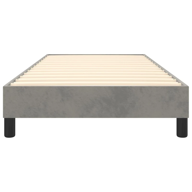 Sommier à lattes sur pieds cadre de lit 90x190 cm tissu velours gris clair TDL0207159