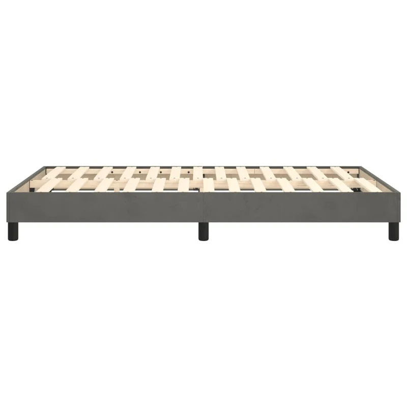 Sommier à lattes sur pieds cadre de lit 120x200 cm tissu velours gris foncé TDL0207141