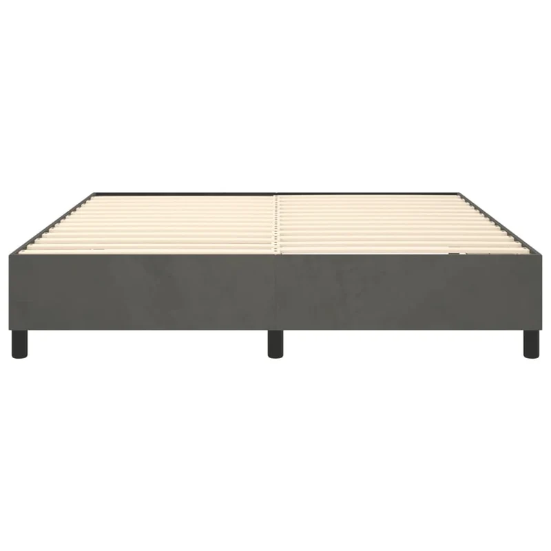 Sommier à lattes sur pieds cadre de lit 160x200 cm tissu velours gris foncé TDL0207123