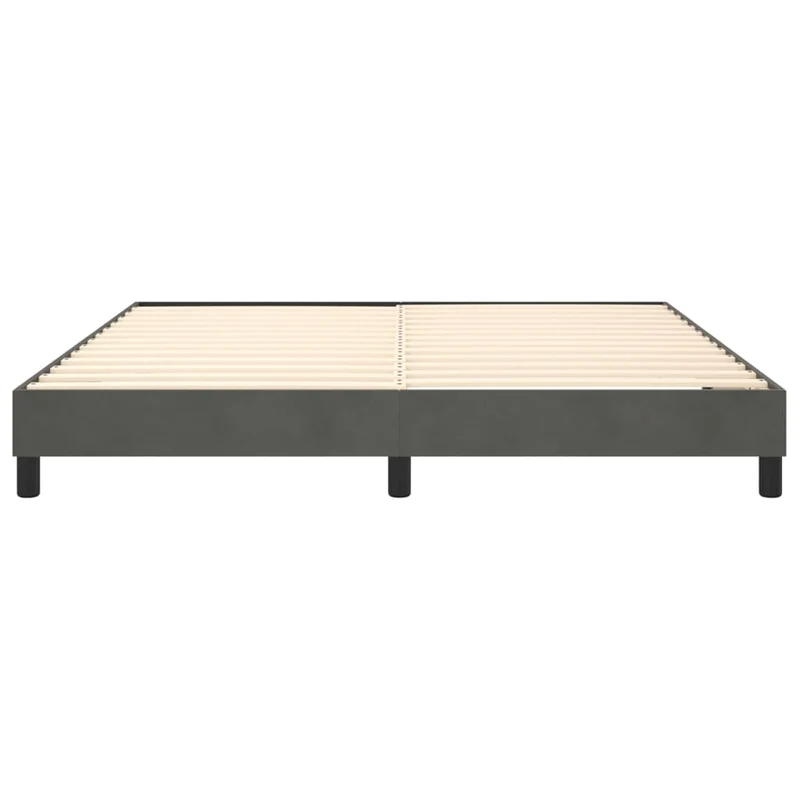 Sommier à lattes sur pieds cadre de lit 160x200 cm tissu velours gris foncé TDL0207124