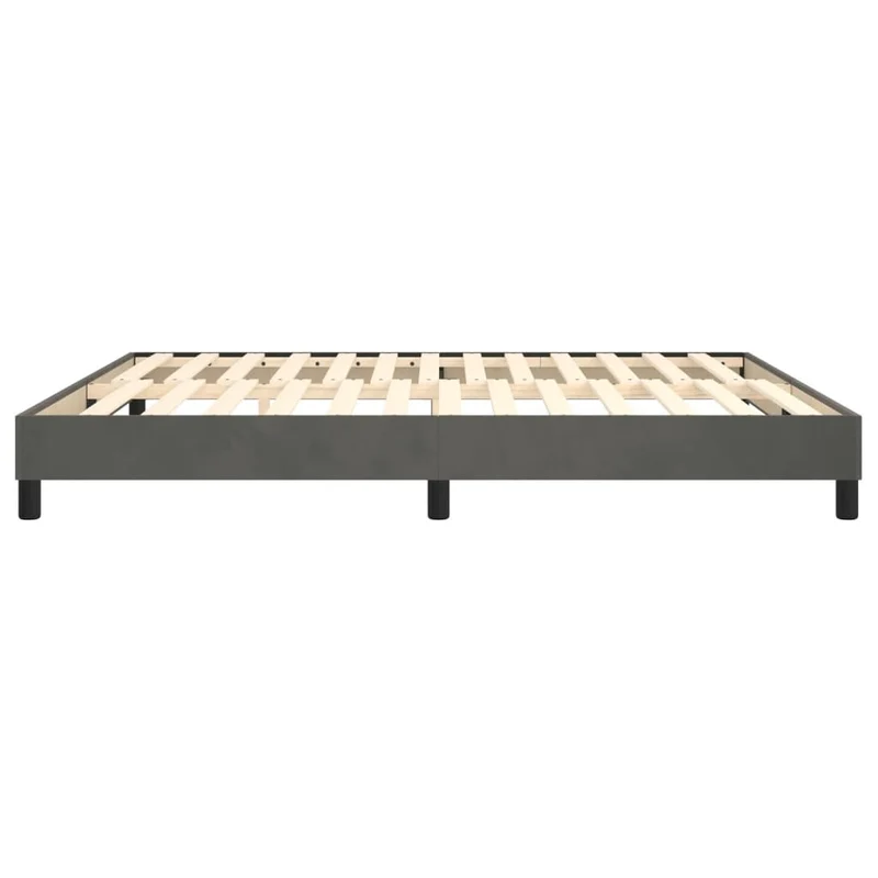 Sommier à lattes sur pieds cadre de lit 160x200 cm tissu velours gris foncé TDL0207124