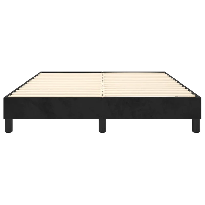 Sommier à lattes sur pieds cadre de lit 140x190 cm tissu velours noir TDL0207020