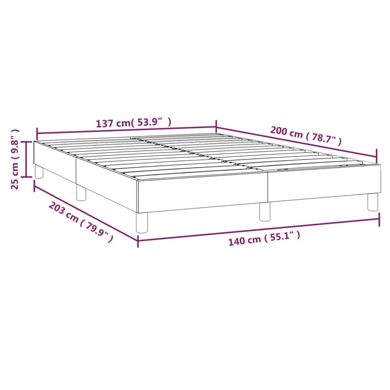 Sommier à lattes sur pieds cadre de lit 140x200 cm tissu gris clair TDL0207192
