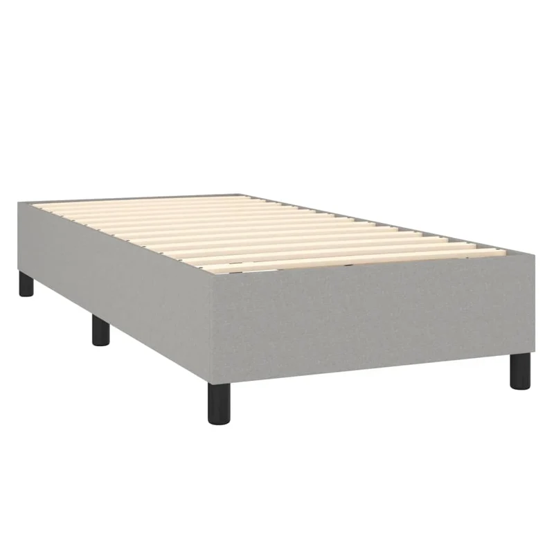 Sommier à lattes sur pieds cadre de lit 90x190 cm tissu gris clair TDL0207164