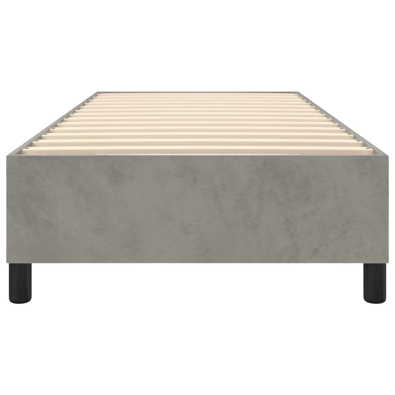 Sommier à lattes sur pieds cadre de lit 90x200 cm tissu velours gris clair TDL0207154