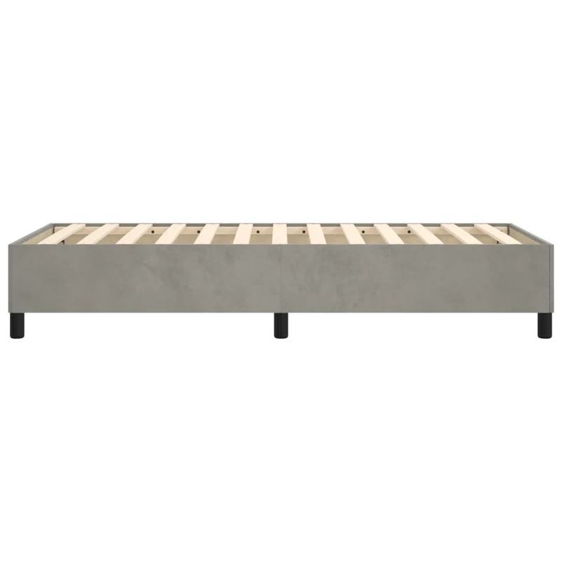 Sommier à lattes sur pieds cadre de lit 90x200 cm tissu velours gris clair TDL0207154