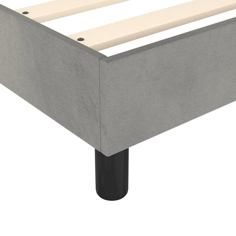 Sommier à lattes sur pieds cadre de lit 90x200 cm tissu velours gris clair TDL0207154