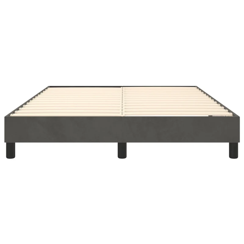 Sommier à lattes sur pieds cadre de lit 140x190 cm tissu velours gris foncé TDL0207135