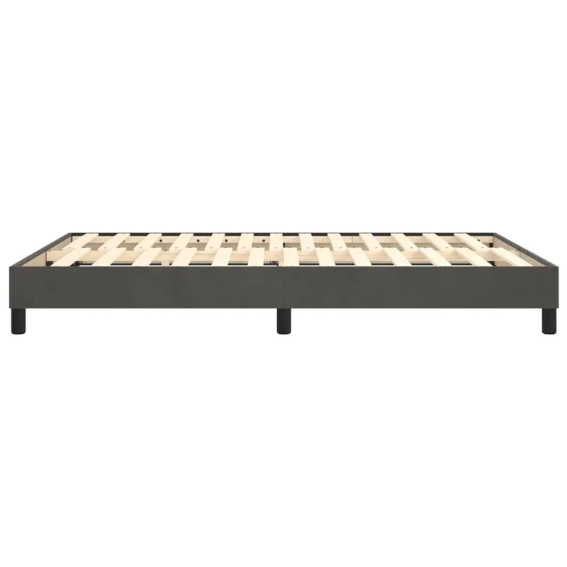 Sommier à lattes sur pieds cadre de lit 140x190 cm tissu velours gris foncé TDL0207135