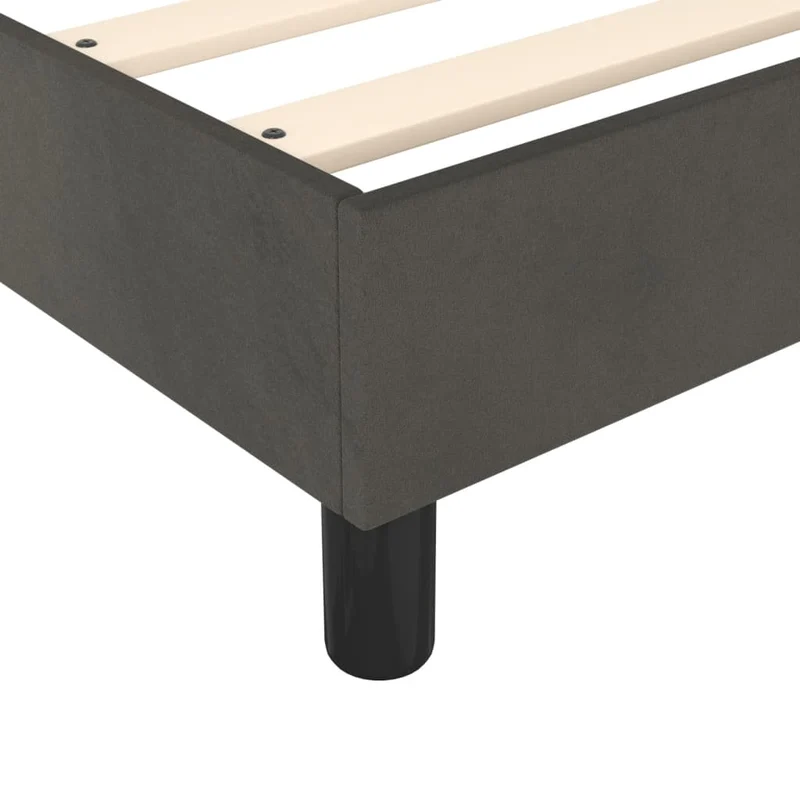 Sommier à lattes sur pieds cadre de lit 180x200 cm tissu velours gris foncé TDL0207118