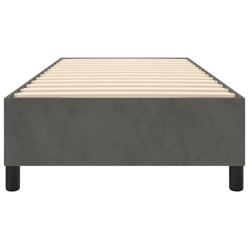 Sommier à lattes sur pieds cadre de lit 90x190 cm tissu velours gris foncé TDL0207100