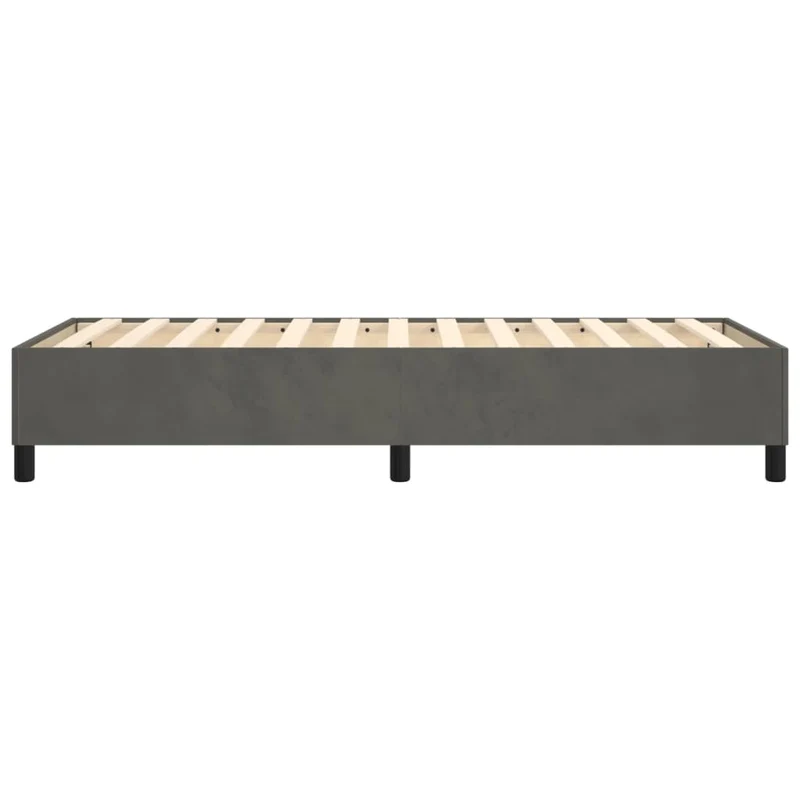 Sommier à lattes sur pieds cadre de lit 90x190 cm tissu velours gris foncé TDL0207100