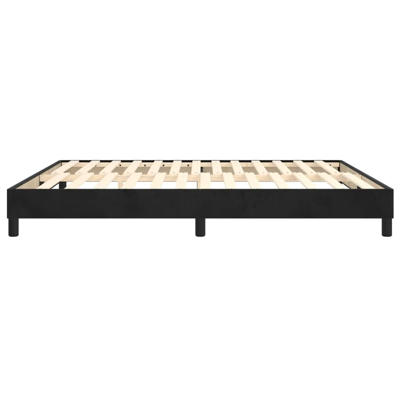 Sommier à lattes sur pieds cadre de lit 180x200 cm tissu velours noir TDL0206996