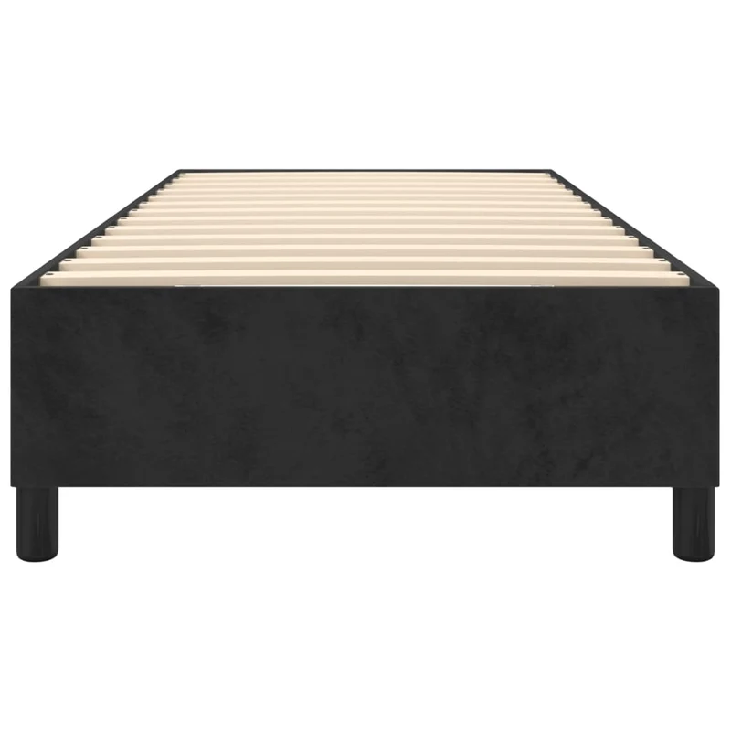 Sommier à lattes sur pieds cadre de lit 90x190 cm tissu velours noir TDL0206972