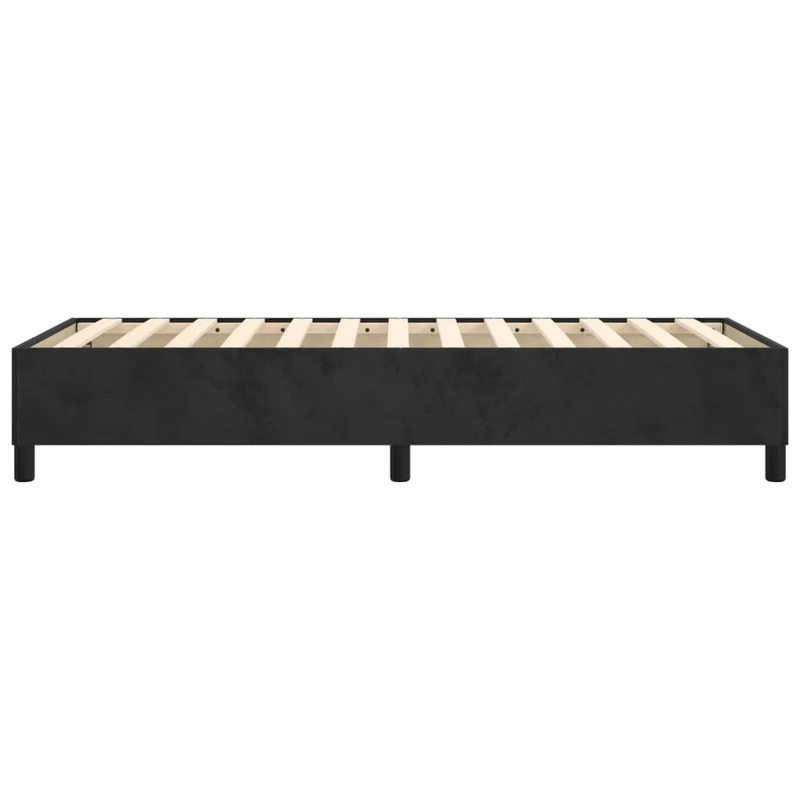 Sommier à lattes sur pieds cadre de lit 90x190 cm tissu velours noir TDL0206972