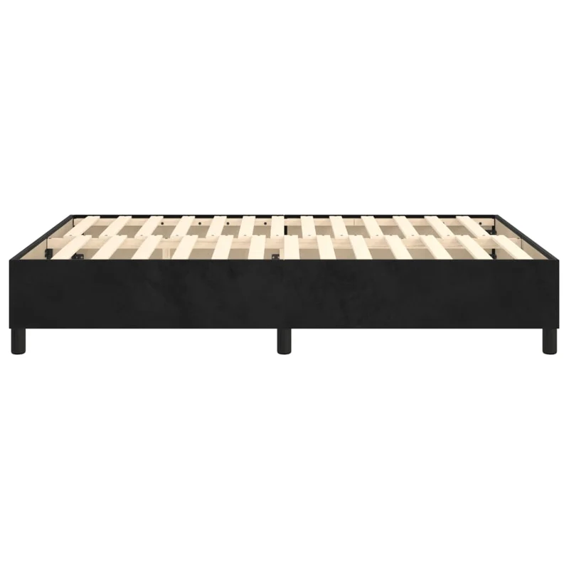 Sommier à lattes sur pieds cadre de lit 140x190 cm tissu velours noir TDL0207021