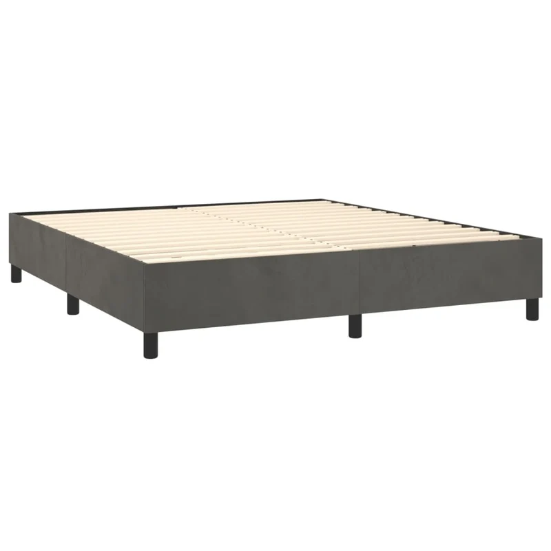 Sommier à lattes sur pieds cadre de lit 200x200 cm tissu gris foncé TDL0207111