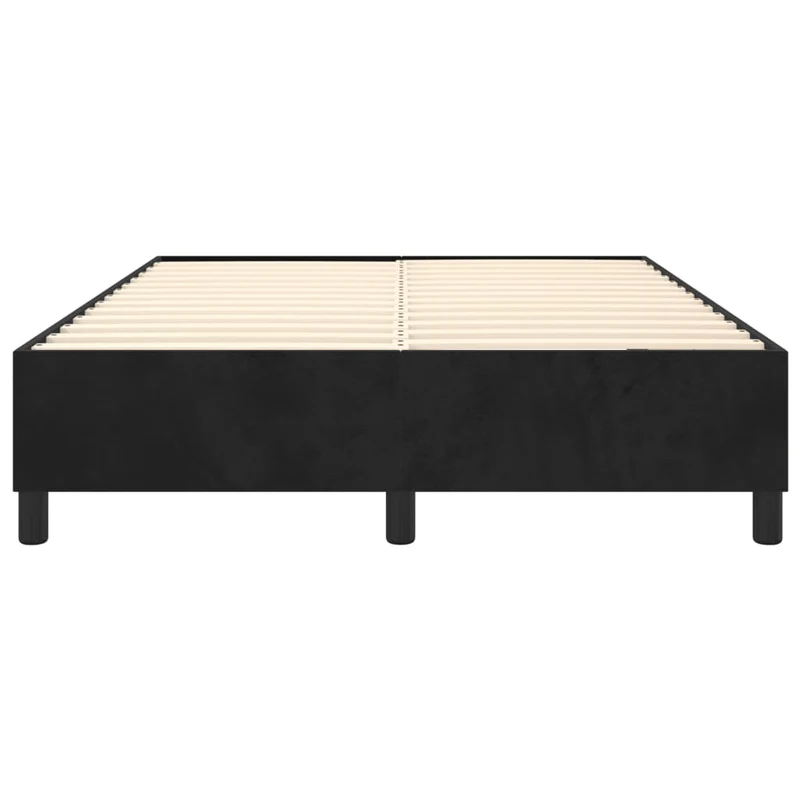 Sommier à lattes sur pieds cadre de lit 140x200 cm tissu velours noir TDL0207013