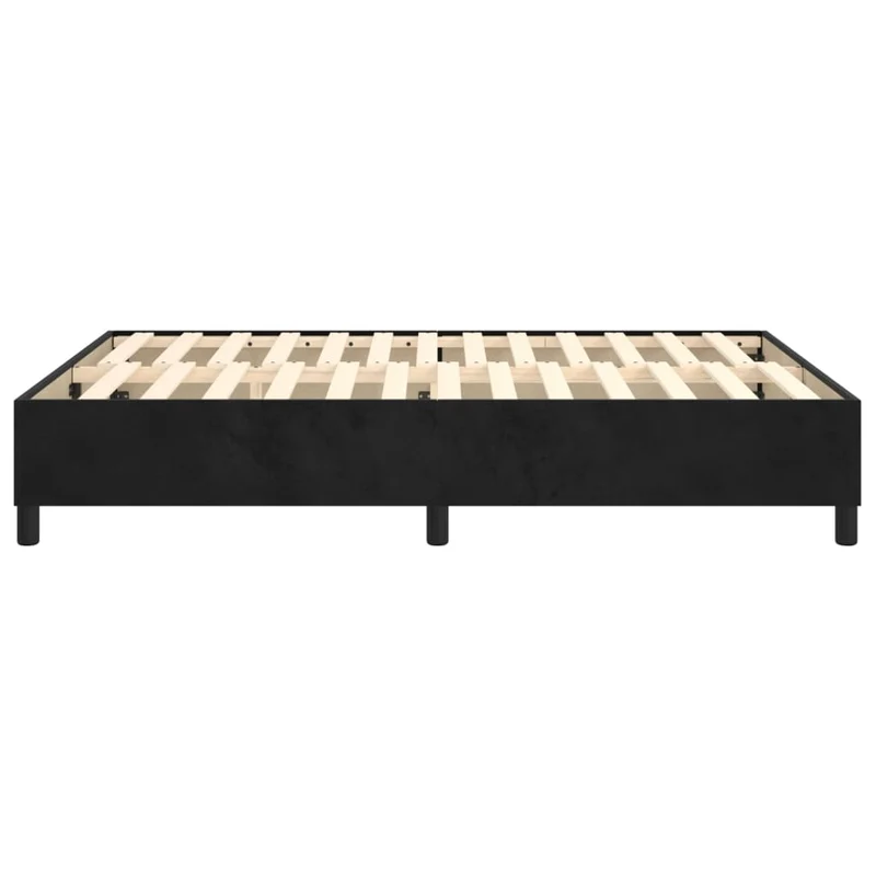 Sommier à lattes sur pieds cadre de lit 140x200 cm tissu velours noir TDL0207013