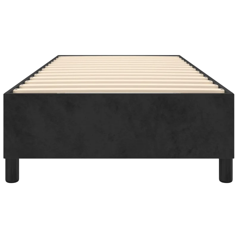 Sommier à lattes sur pieds cadre de lit 90x200 cm tissu velours noir TDL0206964