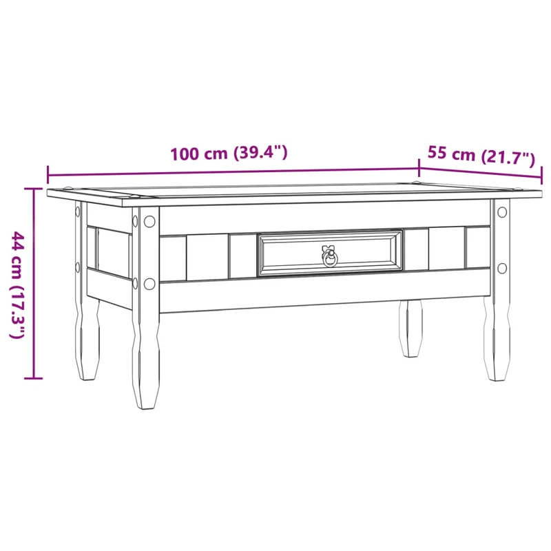 Table basse design moderne et contemporaine Pin me x icain Gamme Corona 100 x 55 x 44 cm marron DEC039906