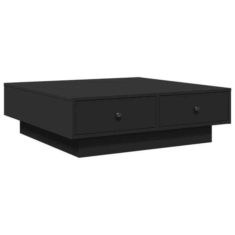 Table basse avec tiroirs design moderne et contemporaine 90 x 90 x 28 cm aggloméré noir DEC039861