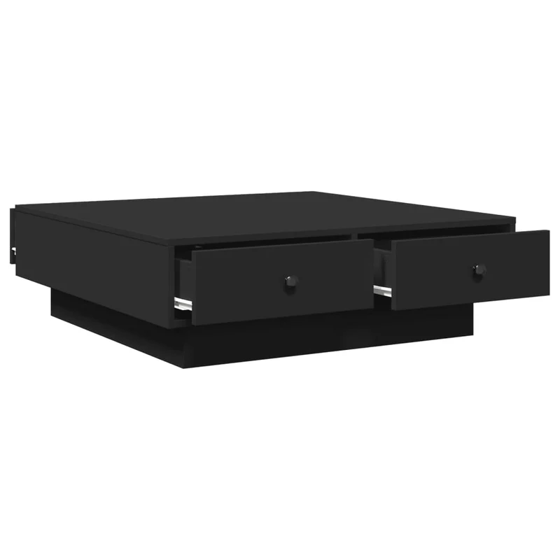 Table basse avec tiroirs design moderne et contemporaine 90 x 90 x 28 cm aggloméré noir DEC039861
