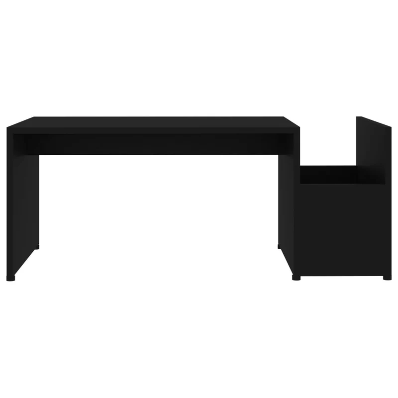 Table basse avec compartiment latéral design moderne et contemporaine 90 x 45 x 35 cm bois d’ingénierie noir DEC039810