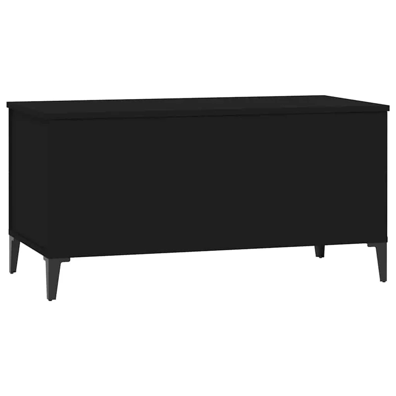 Table basse plateau relevable design moderne et contemporaine 90 x 44,5 x 45 cm bois d'ingénierie noir et métal DEC039808
