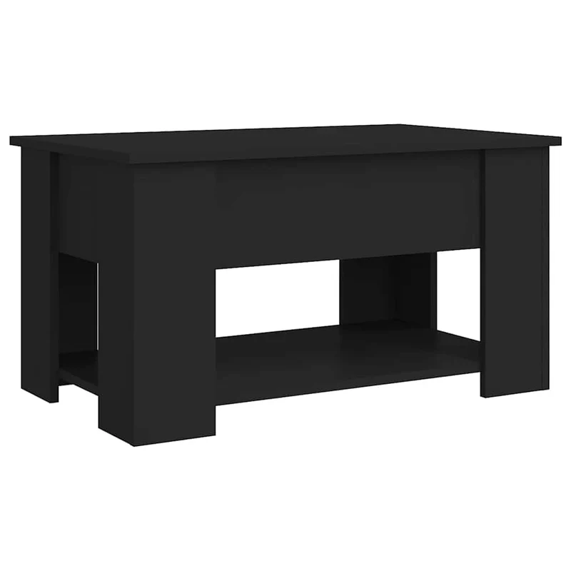 Table basse avec plateau relevable design moderne et contemporaine 79 x 49 x 41 cm bois d'ingénierie noir DEC039749