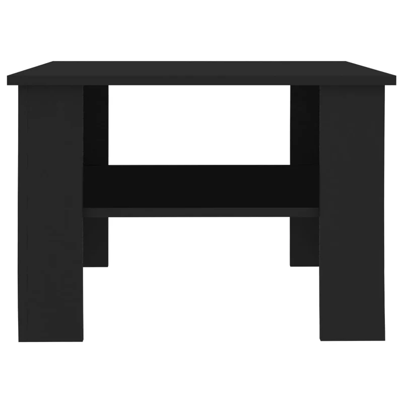 Table basse avec étagères design moderne et contemporaine 60 x 60 x 42 cm bois d’ingénierie noir DEC039724