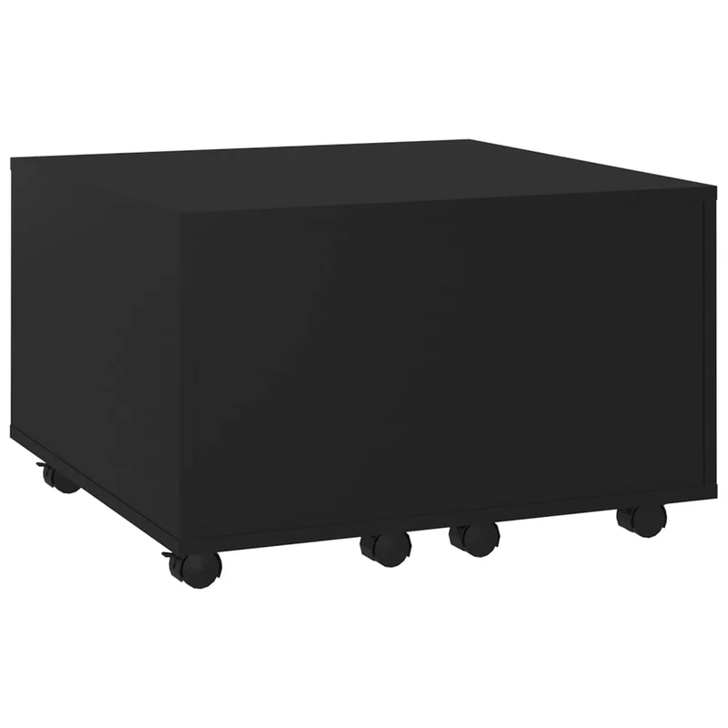 Table basse sur roulettes compartiment interne design moderne et contemporaine 60 x 60 x 38 cm bois d'ingénierie noir DEC039722