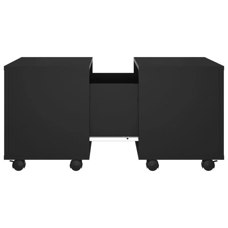 Table basse sur roulettes compartiment interne design moderne et contemporaine 60 x 60 x 38 cm bois d'ingénierie noir DEC039722