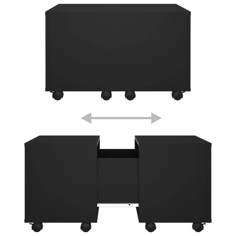 Table basse sur roulettes compartiment interne design moderne et contemporaine 60 x 60 x 38 cm bois d'ingénierie noir DEC039722