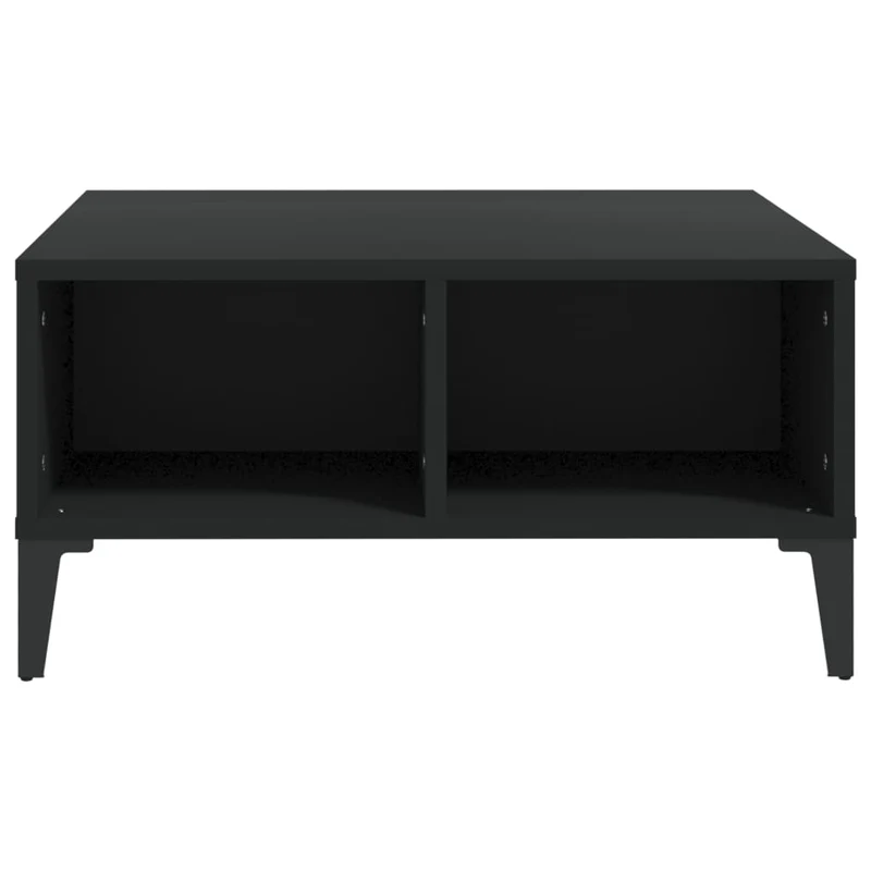 Table basse design moderne et minimaliste avec 4 compartiments 60 x 60 x 30 cm bois d'ingénierie noir et métal DEC039717