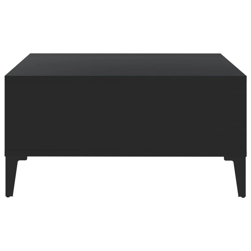 Table basse design moderne et minimaliste avec 4 compartiments 60 x 60 x 30 cm bois d'ingénierie noir et métal DEC039717