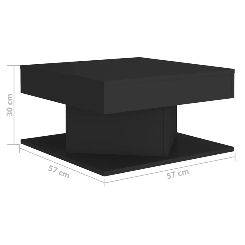 Table basse design moderne et contemporaine 57 x 57 x 30 cm bois d'ingénierie noir DEC039696