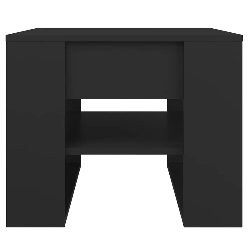 Table basse avec étagères design moderne et contemporaine 55,5 x 55 x 45 cm bois d'ingénierie noir DEC039682
