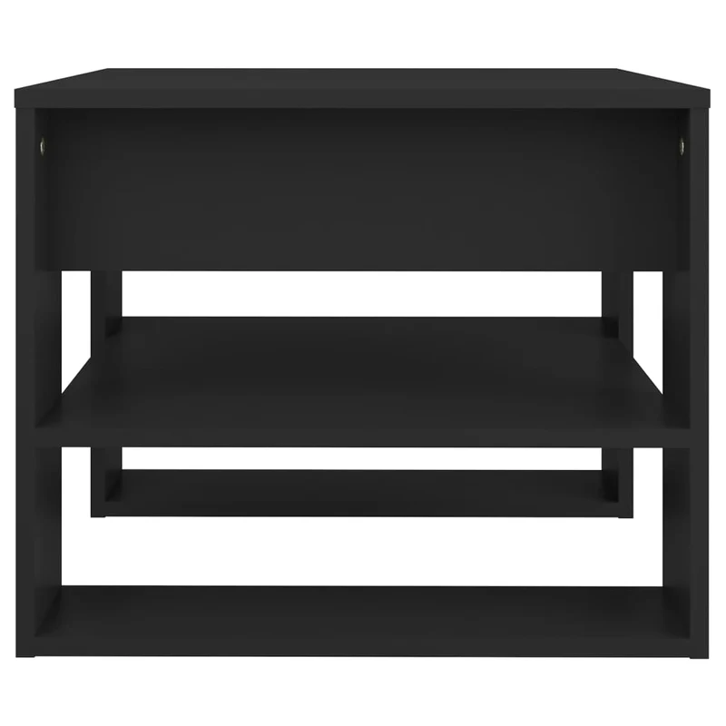 Table basse avec étagères design moderne et contemporaine 55,5 x 55 x 45 cm bois d'ingénierie noir DEC039682