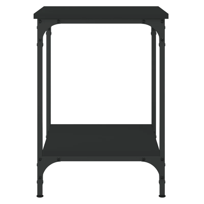 Table de chevet table d'appoint 40 x 40 x 55 cm bois d'ingénierie noir et cadre en métal DEC039645