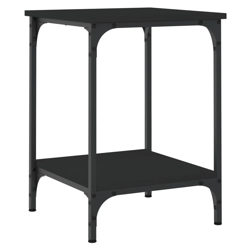 Table de chevet table d'appoint 40 x 40 x 55 cm bois d'ingénierie noir et cadre en métal DEC039645