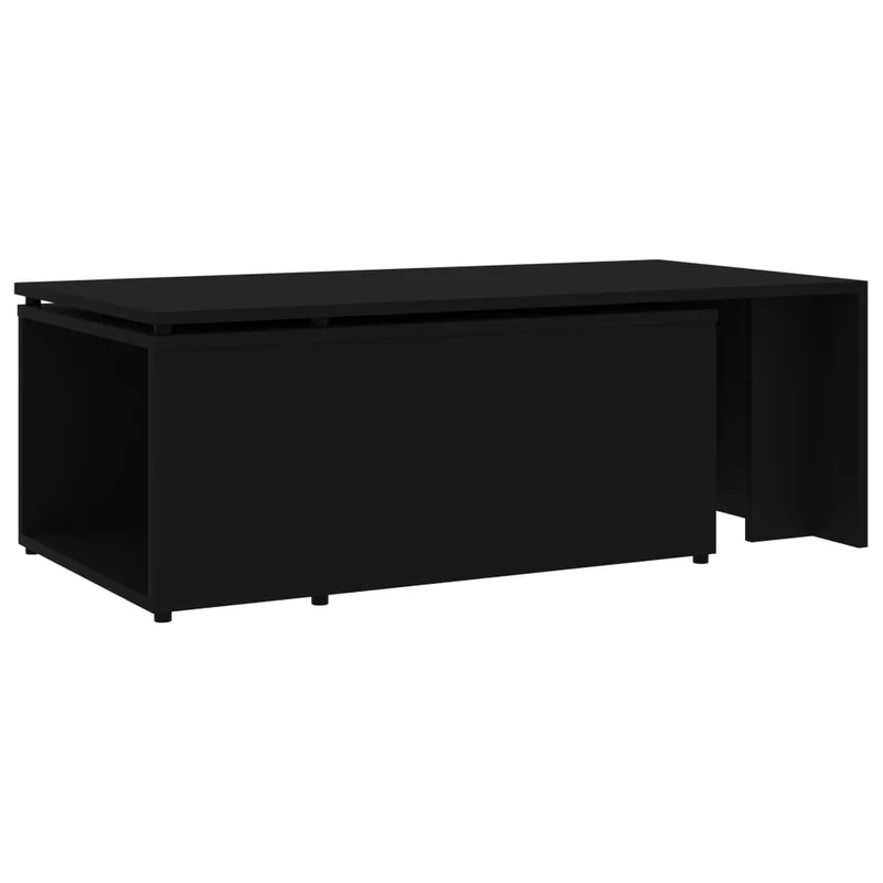 Table basse avec compartiment de rangement et plateau réglable design moderne et contemporaine 150 x 50 x 35 cm bois d'ingénierie noir DEC039635