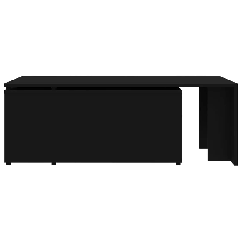 Table basse avec compartiment de rangement et plateau réglable design moderne et contemporaine 150 x 50 x 35 cm bois d'ingénierie noir DEC039635