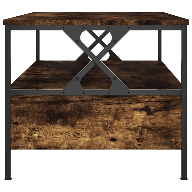 Table basse avec tiroirs design moderne industriel 100 x 51 x 45 cm bois d'ingénierie marron et métal DEC038345