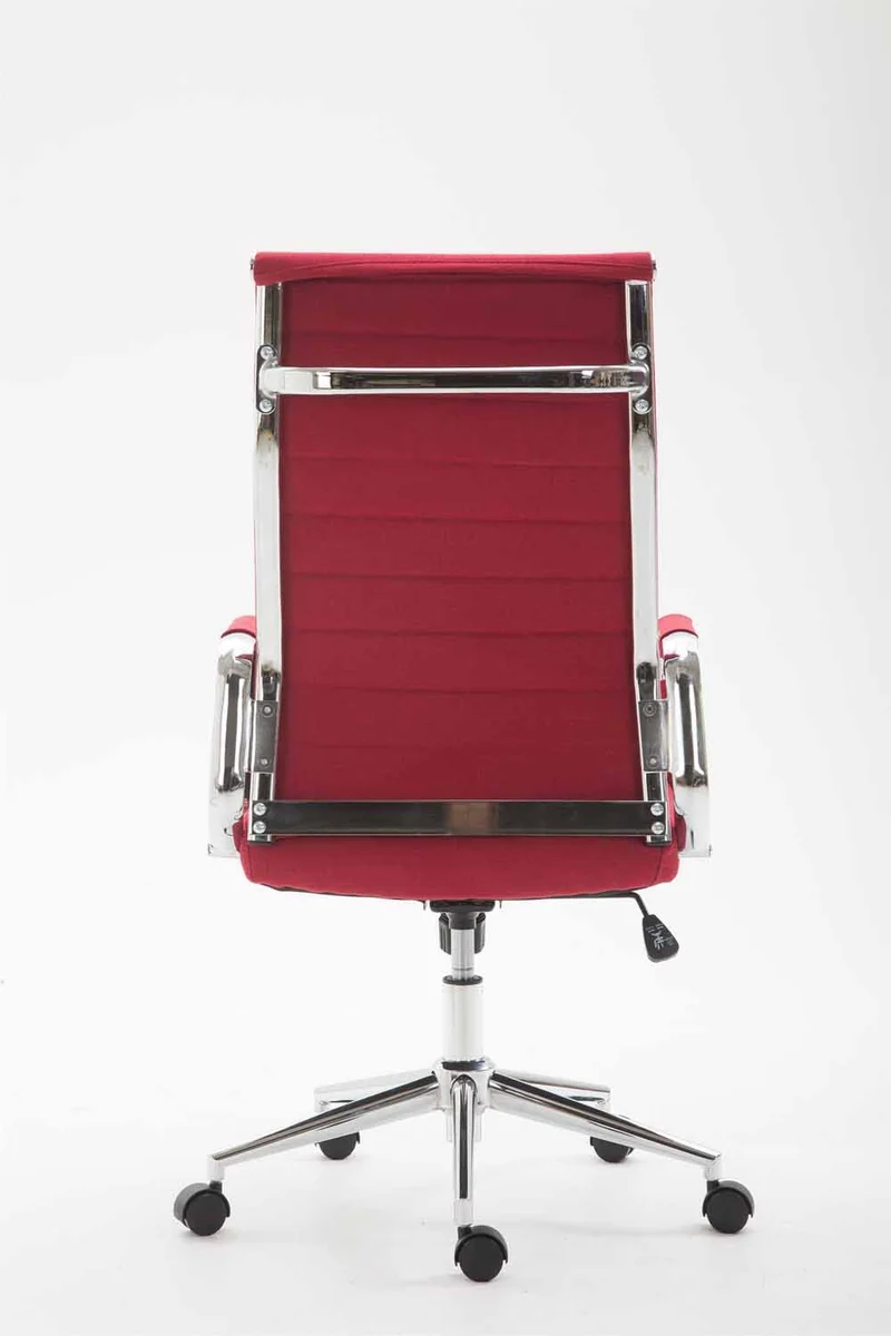 Fauteuil de bureau sur roulettes en tissu rouge avec assise rembourrée pivotant BUR10236