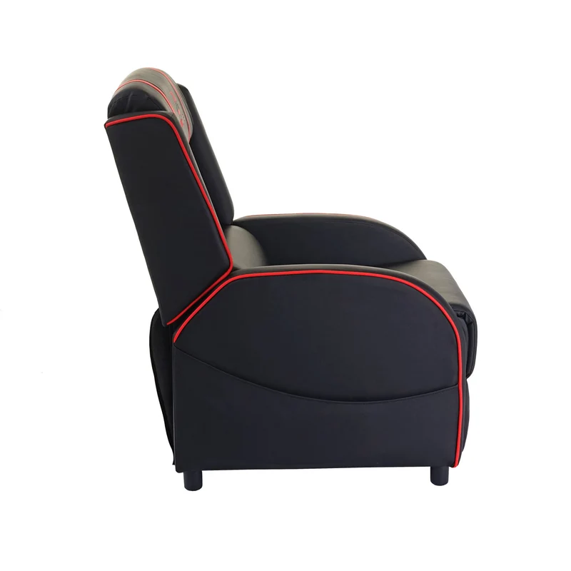Fauteuil TV chaise longue relax avec repose-pieds et accoudoirs en synthétique / rouge 04_0001997