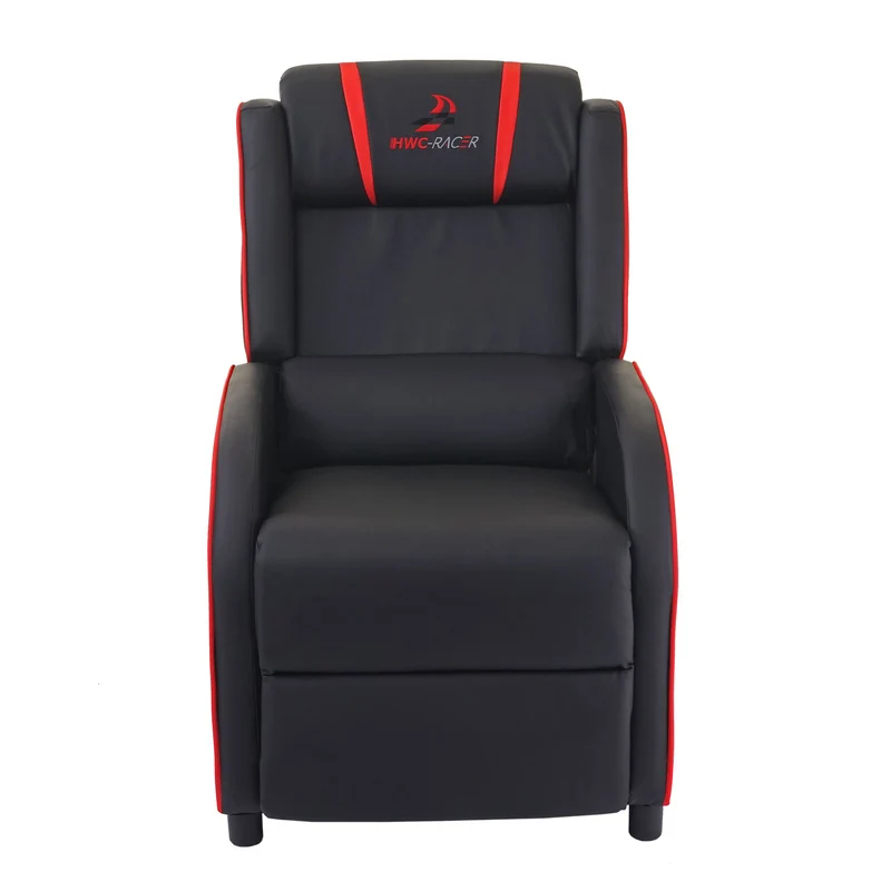 Fauteuil TV chaise longue relax avec repose-pieds et accoudoirs en synthétique / rouge 04_0001997