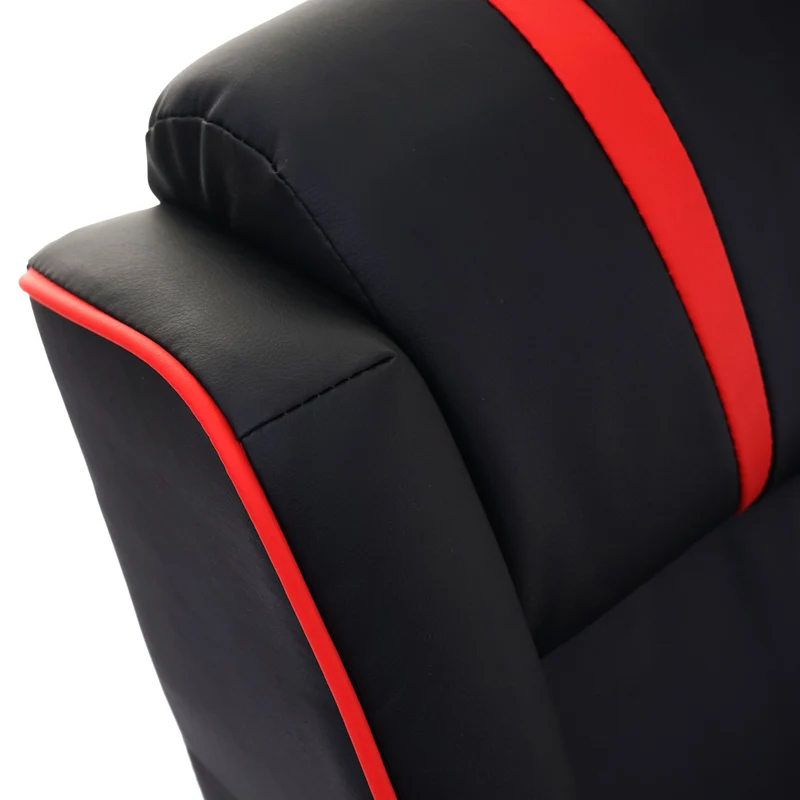 Fauteuil TV chaise longue relax avec repose-pieds et accoudoirs en synthétique / rouge 04_0001997