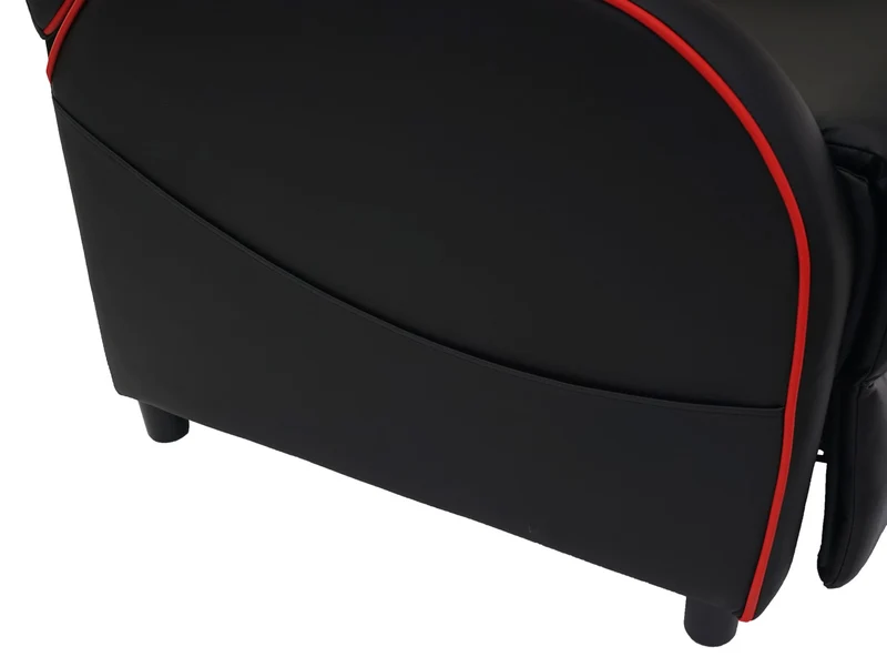 Fauteuil TV chaise longue relax avec repose-pieds et accoudoirs en synthétique / rouge 04_0001997